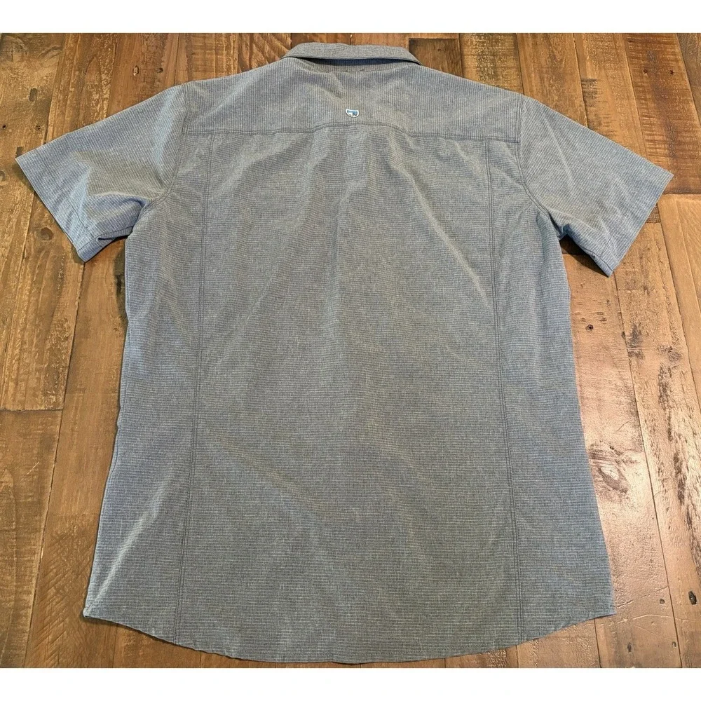 Kuhl Shirt Mens Medium Gray Short Sleeve Button Pocket Optimizr tapered wick upf - Picture 6 of 11
